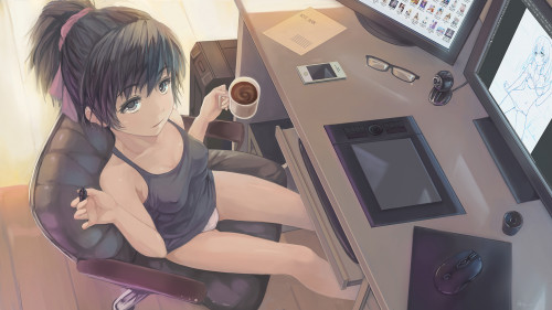 Konachan.com---184578-black_eyes-black_hair-computer-drink-feihong-glasses-long_hair-original-panties-ponytail-underwear.jpg